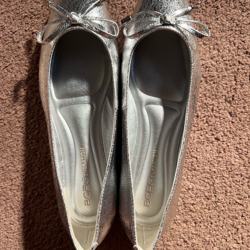 BCBGeneration Metallic Silver Women's Flats